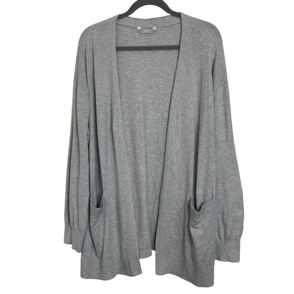 Gray Cashmere and Wool Blend Open Front Long Line Cardigan Size XL Casual - Picture 1 of 7